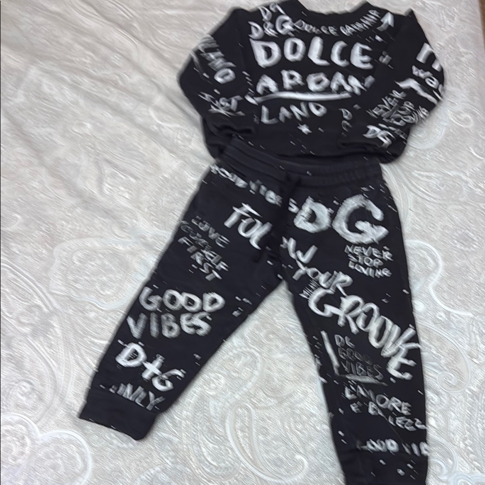 Kids Black Graphic Print Sweatshirt and Joggers Set